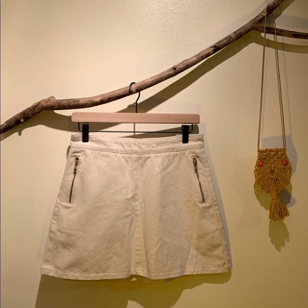 TOPSHOP BONE DENIM MOTO SKIRT